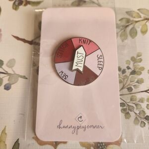 Colorful Enamel Pin With Words SLEEP KNIT STITCH SEW CROCHET With Arrow "Must"